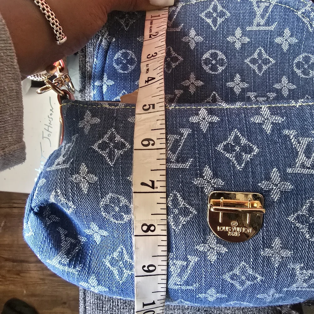 Cotton Light Jean Wash Blue Denim Remix Pleated Street Designer Signtature Mini - Picture 12 of 16